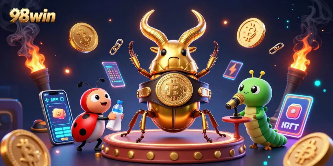 Engage with thrilling wins at 98win in an exciting casino illustration featuring vibrant characters.