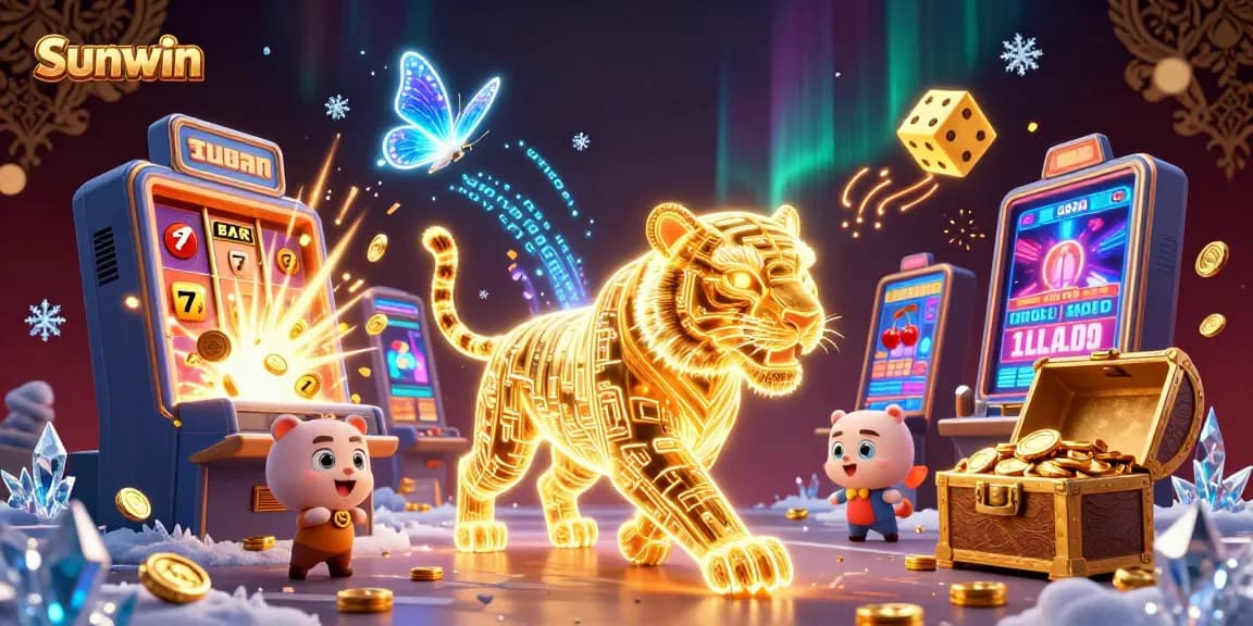 Experience thrilling casino adventures with Sunwin's golden tiger in a vibrant digital landscape.