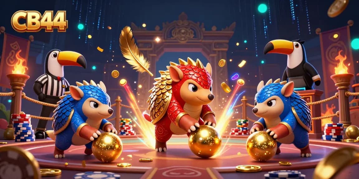 Experience the excitement of CB44 as rival pangolins bowl through casino-themed challenges with vibrant game elements.