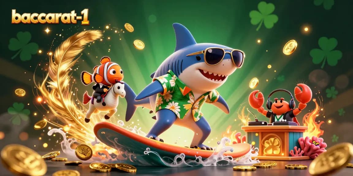 Engage in thrilling baccarat-1 gaming adventures with cartoon characters amidst gold coins!