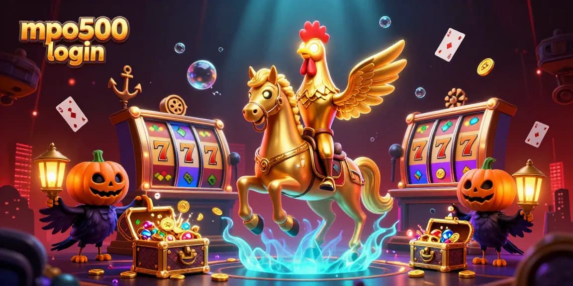 Experience the excitement of mpo500 login with dynamic characters and casino elements in this vibrant 3D illustration.