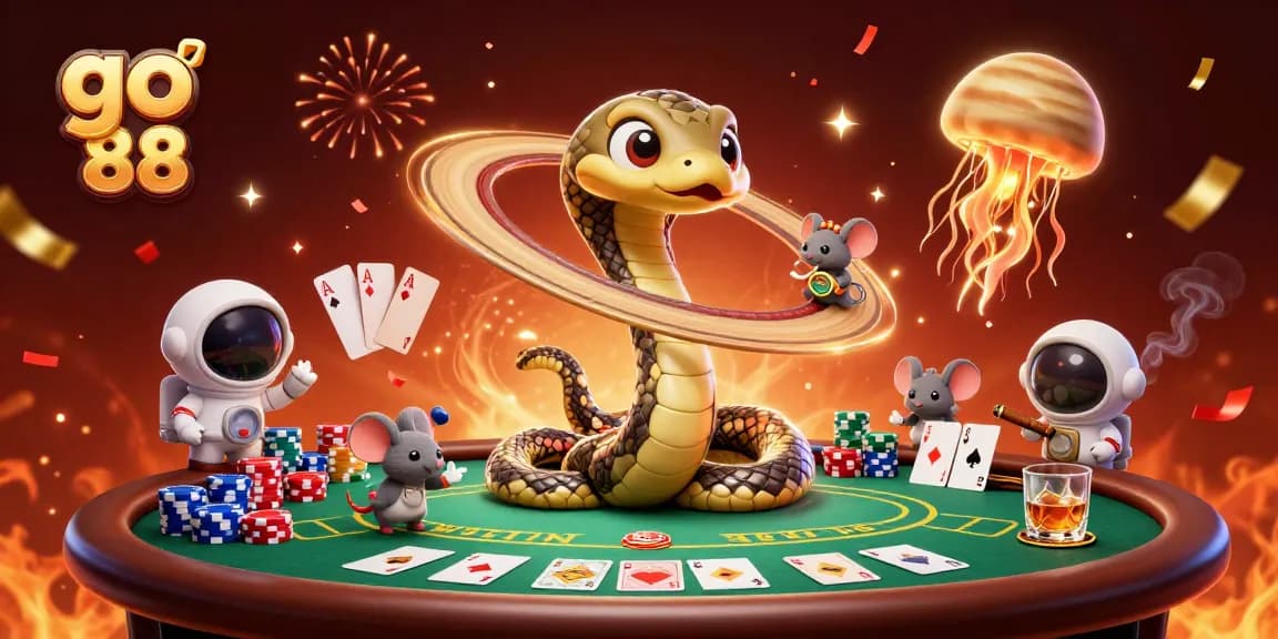 Experience the thrills of go 88 with cosmic characters and vibrant casino elements.