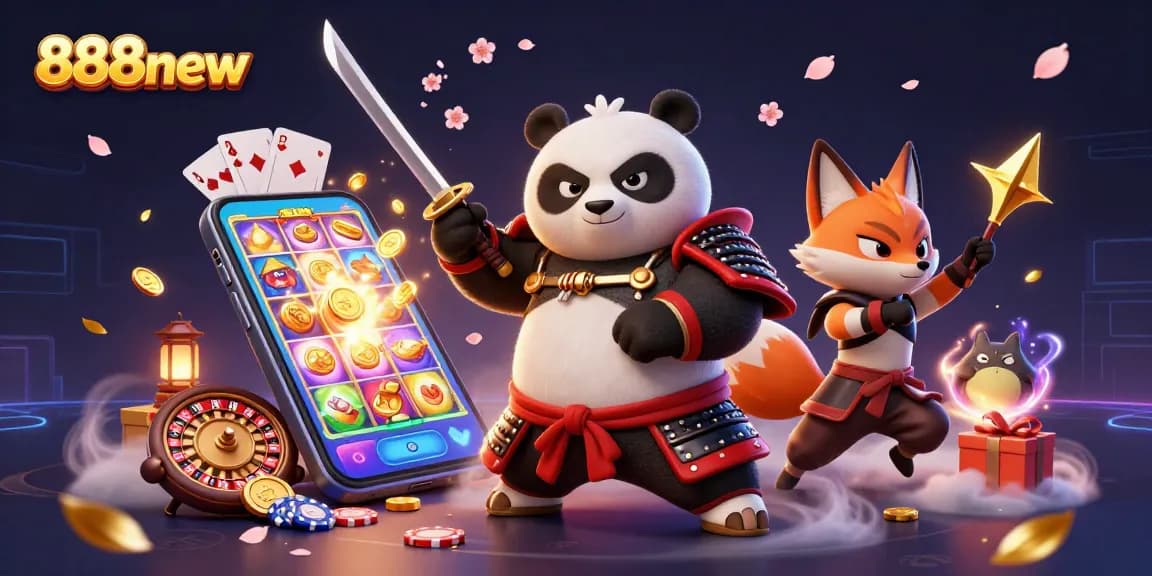 Experience thrilling games and rewards at 888new with this captivating 3D casino scene.