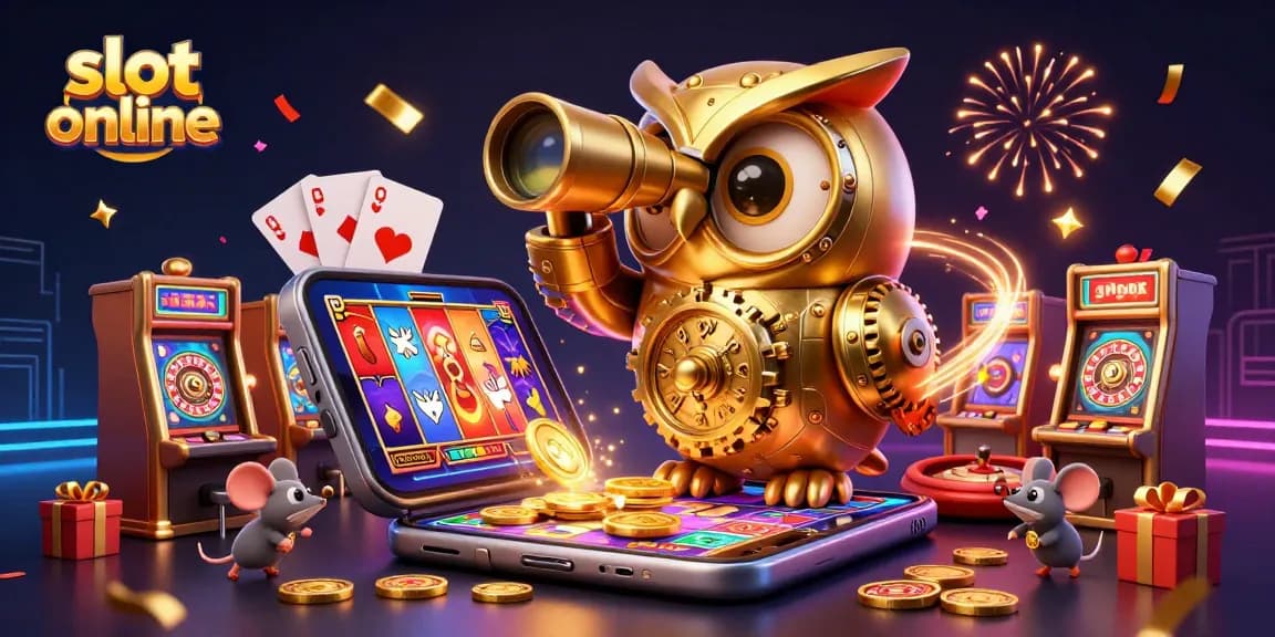 Engage with the slot online experience amidst vibrant casino elements and festive atmosphere.