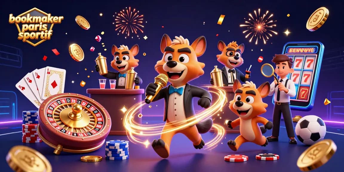 Animation dynamique avec des hyènes au casino — bookmaker paris sportif et ambiance festive