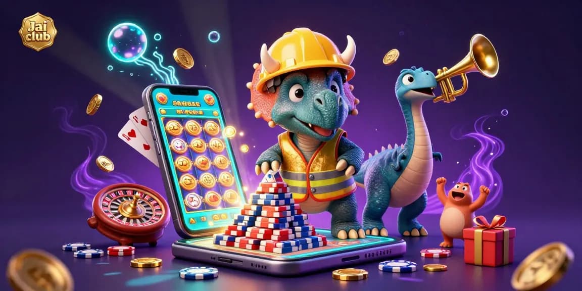 Engage with Jai club's dynamic gaming experience, featuring exciting characters and casino elements.