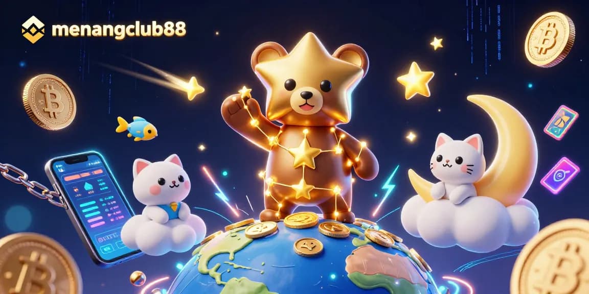 Experience vibrant gaming excitement at menangclub88 with dazzling coins and starry characters.