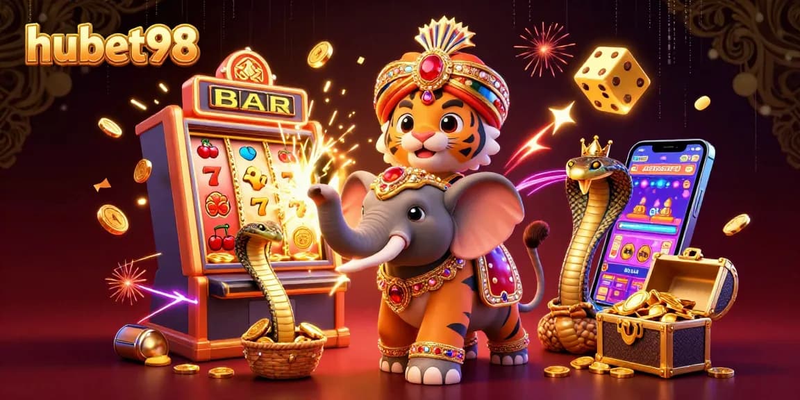 Engage with hubet98's thrilling casino experience featuring vibrant jackpot scenes and 3D characters.