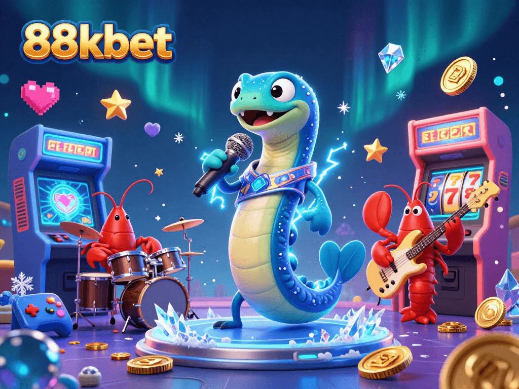 Experience the fun at 88kbet with an underwater casino scene featuring energetic characters and dynamic gaming elements.