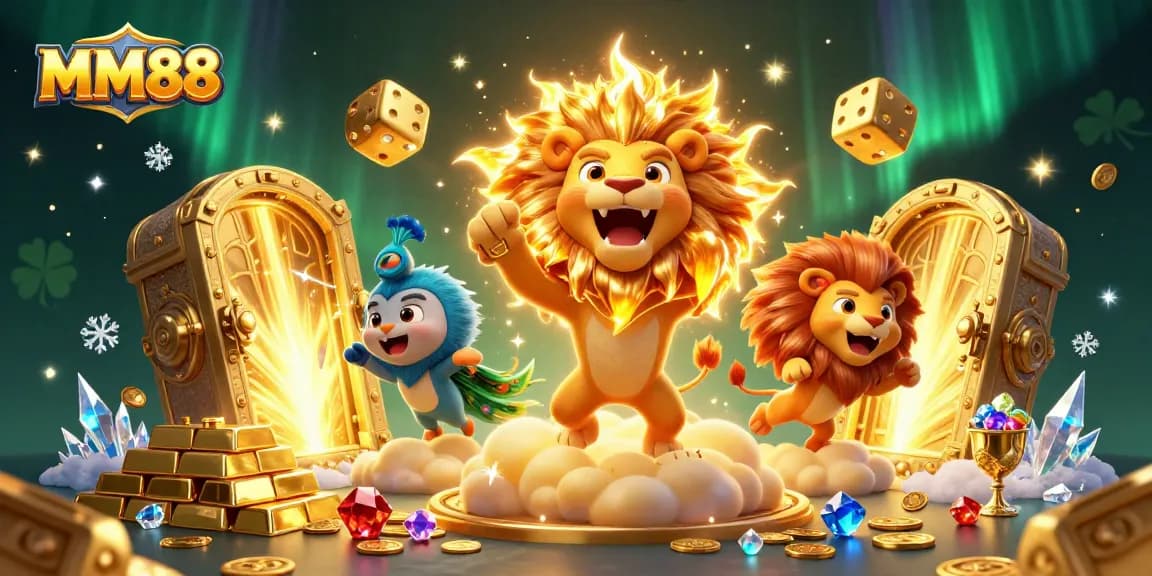 Experience thrilling gameplay at MM88 with vibrant casino elements and a dynamic 3D illustration.