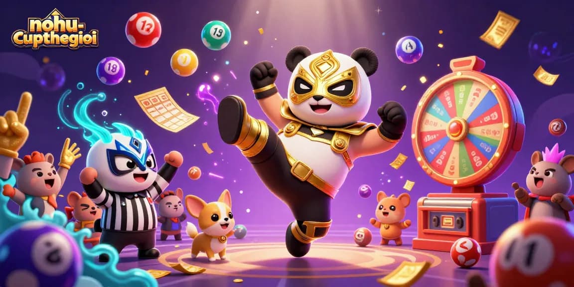 Nohu-cupthegioi showcases thrilling lottery moments with vibrant characters and dynamic game elements.