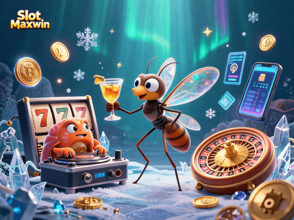 Spin the Slot Maxwin for big wins with a lively casino mascot scene packed with action!