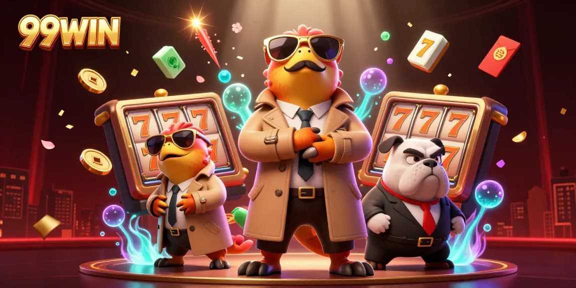 Engage with 99WIN's thrilling casino experience featuring raptors sneaking into a VIP lounge.