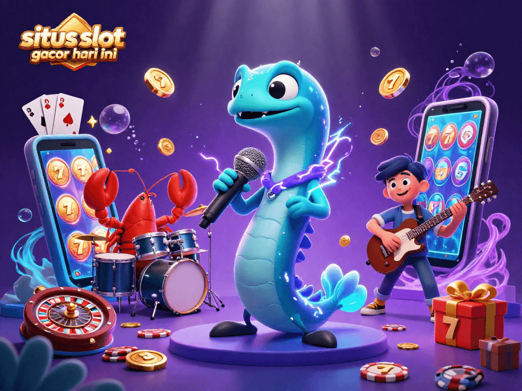 Situs slot gacor hari ini showcases a lively underwater casino with animated characters and dynamic slot elements.