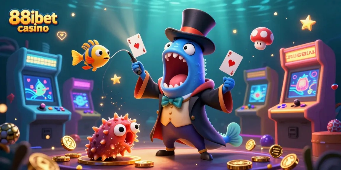 Engage with magic at 88ibet casino featuring bioluminescent sea creatures in a vibrant casino-themed scene.