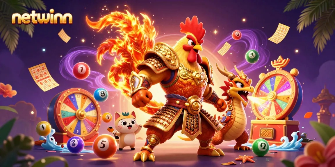 Experience the excitement of netwinn with dynamic lottery and game elements amidst a vibrant gaming scene.