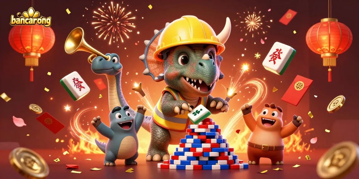 Baccarat action celebrating bancarong with lively 3D characters and vibrant casino elements.