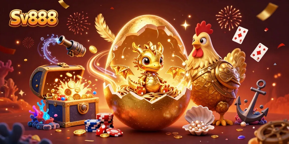 Experience the thrilling world of Sv888 with a golden dragon and poker chips in captivating casino art.
