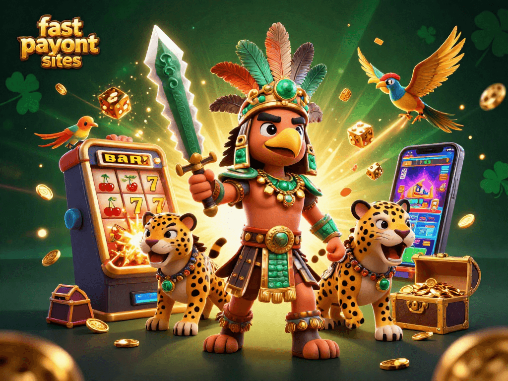 Experience thrilling gameplay at fast payout sites with exciting slot machines and winning symbols.