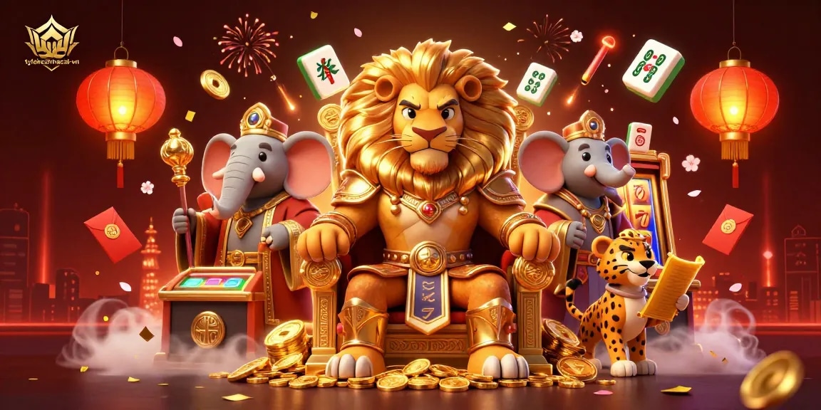 Engage with tylekeonhacai-vn in a vibrant slot gaming scene featuring royal characters and dynamic game elements.
