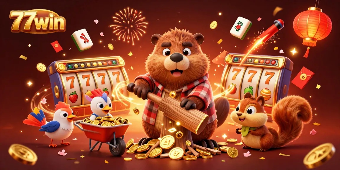 Experience thrilling wins at 77win with exciting slot reels and festive gaming elements.