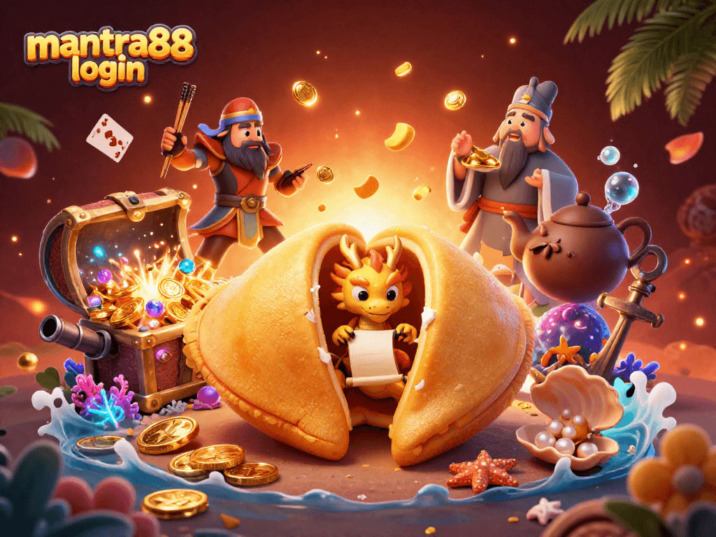 Experience the thrill of mantra88 login and winning riches with vibrant casino illustration art.