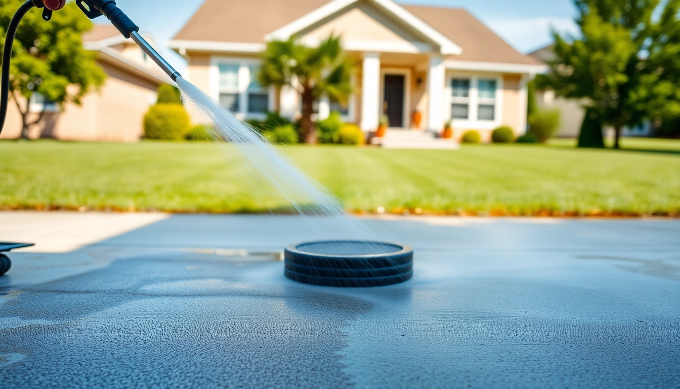 Revitalize your driveway cleaning with professional services shown in a clean suburban setting.