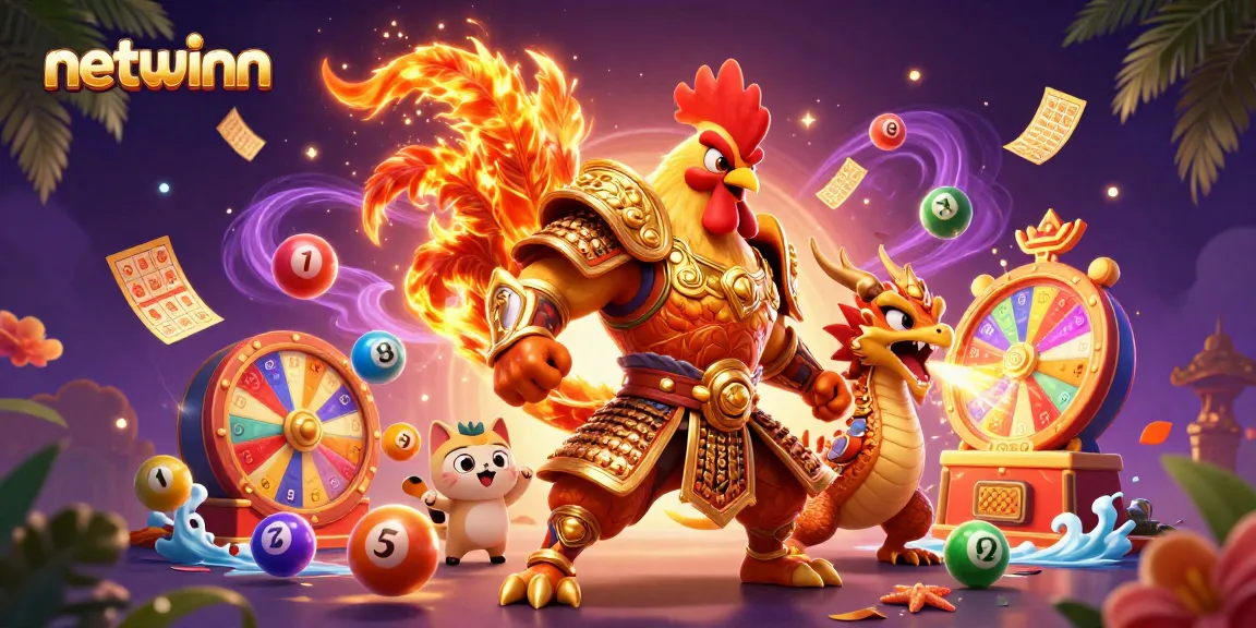 Experience the excitement of netwinn with dynamic lottery and game elements amidst a vibrant gaming scene.