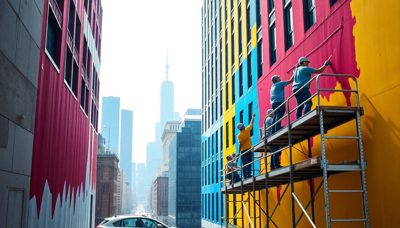 Enhancing a commercial painting project with a professional team painting a building.