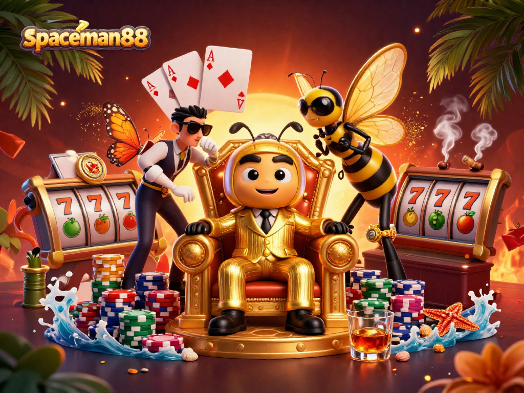 Spin the reels with spaceman88 in this vibrant casino adventure featuring a bee mob boss.