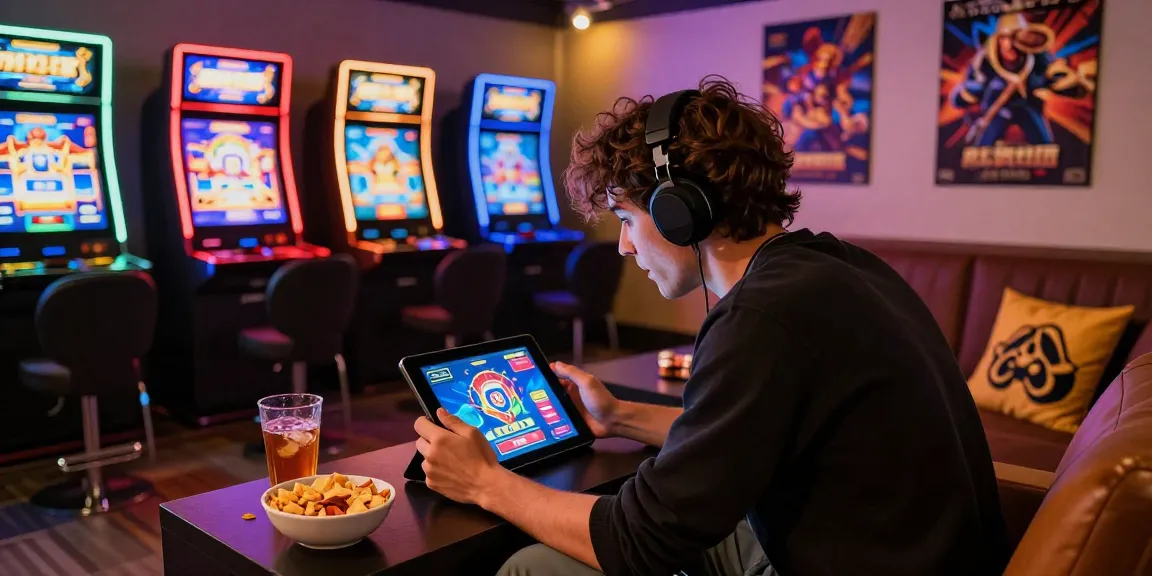 Exciting online slot gaming experience with vibrant graphics and cozy lounge atmosphere.