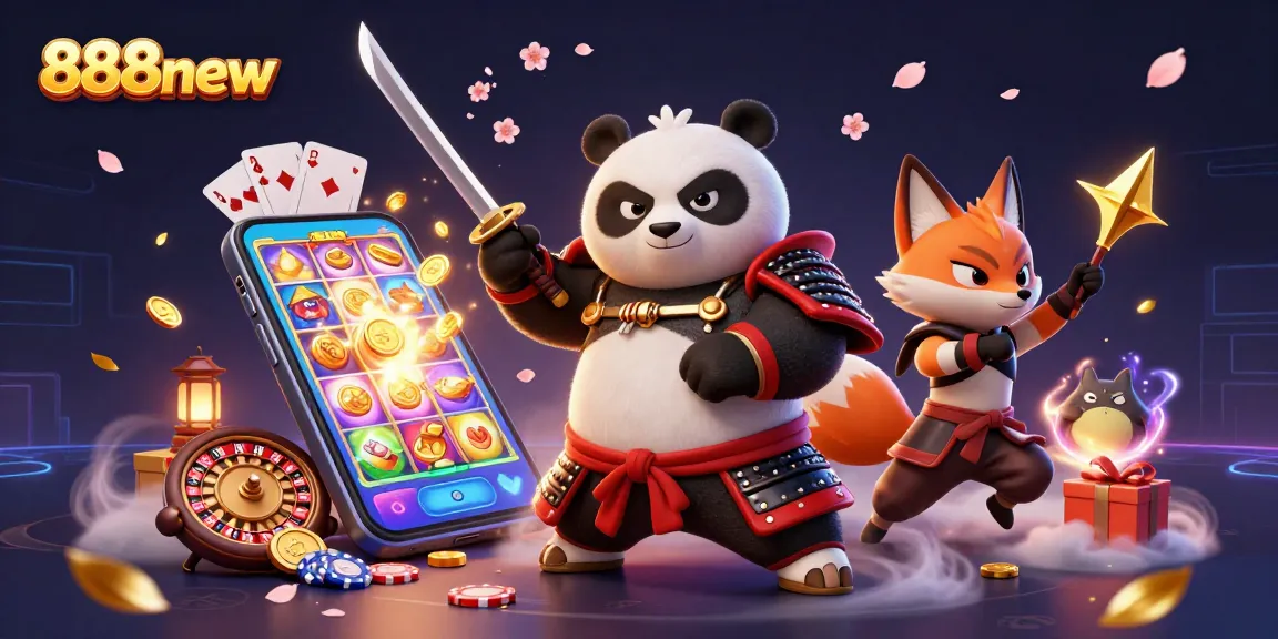 Experience thrilling games and rewards at 888new with this captivating 3D casino scene.