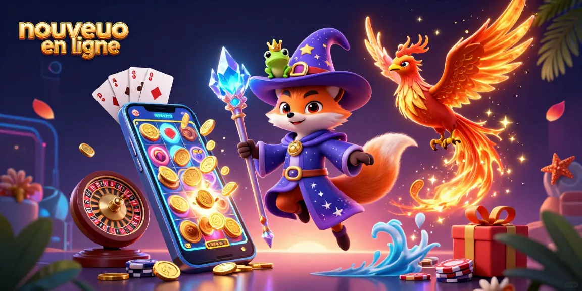 Découvrez un nouveau casino en ligne avec un sorcier et une créature magique, jouant aux machines à sous.