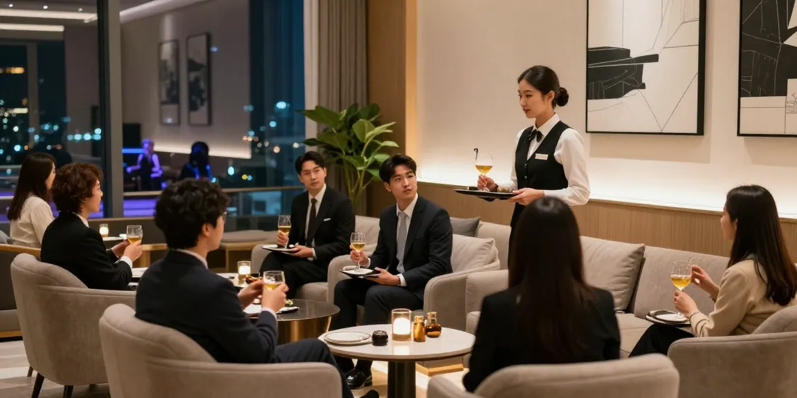 강남 구구단의 프리미엄 서비스와 세련된 분위기를 즐기는 고객들 모습