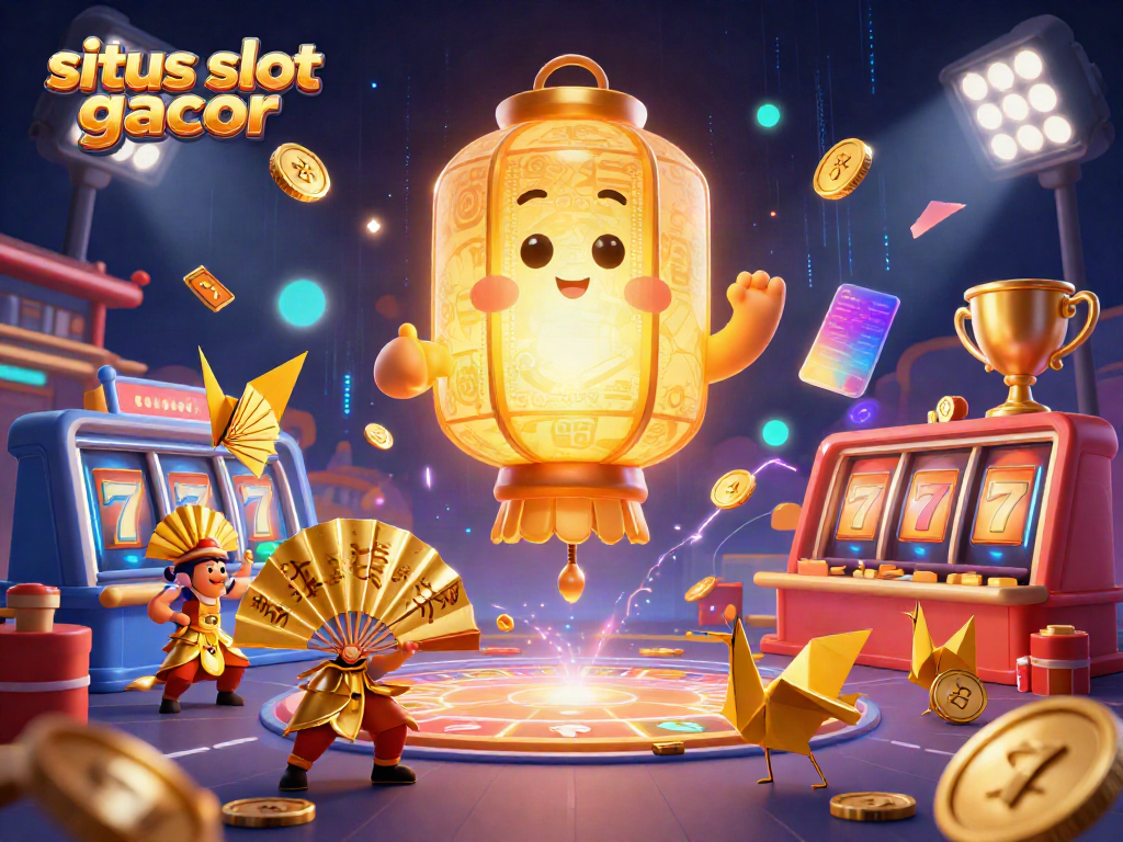 Visualisasi situs slot gacor dengan karakter unik di malam casino yang megah