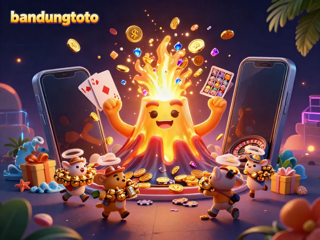 Experience thrilling moments at bandungtoto with a volcano of treasure erupting in a dynamic casino scene.