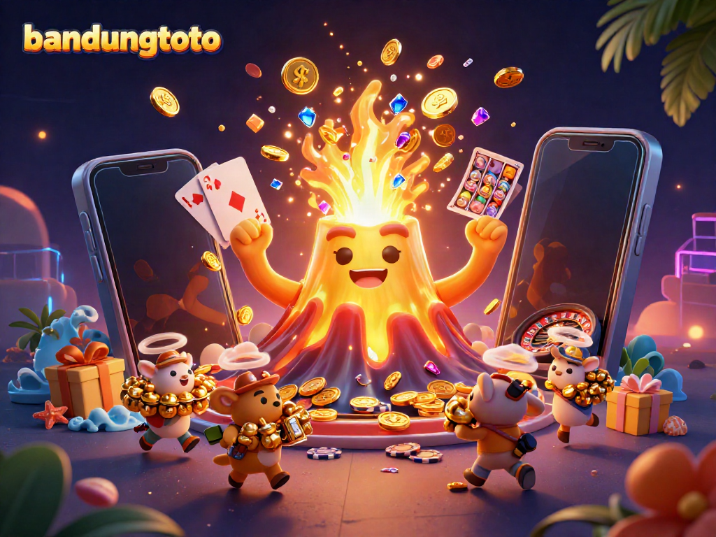 Experience thrilling moments at bandungtoto with a volcano of treasure erupting in a dynamic casino scene.