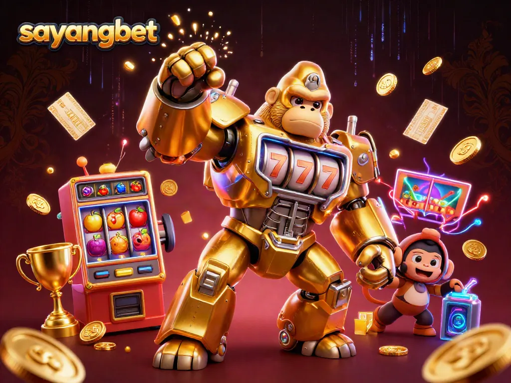 Experience thrilling action at sayangbet with dynamic slots and a golden gorilla mech delivering excitement.