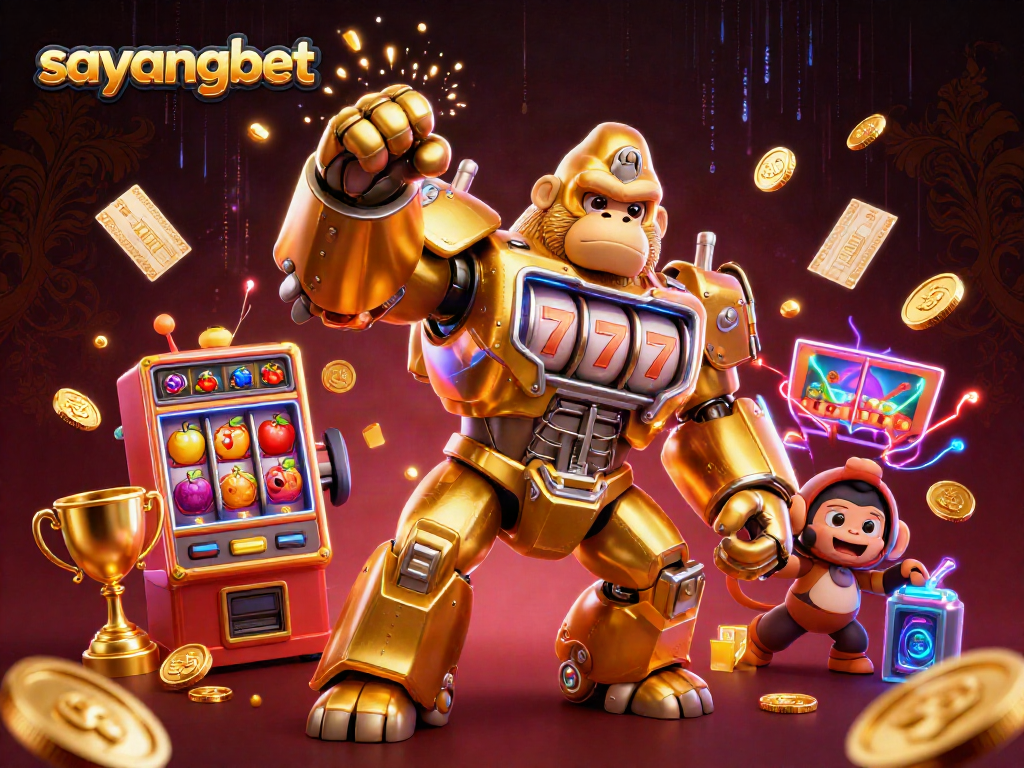 Experience thrilling action at sayangbet with dynamic slots and a golden gorilla mech delivering excitement.