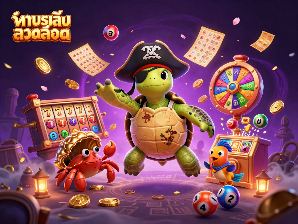 ทดลองเล่นสล็อตในภาพประกอบ 3D ที่มีเต่าทะเลและสัตว์ทะเลอื่น ๆ แวดล้อมด้วยเกมสล็อต