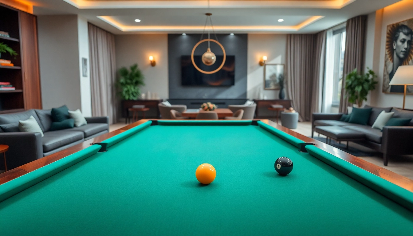 Buy Pool Tables in a modern game room with stylish décor and natural lighting.