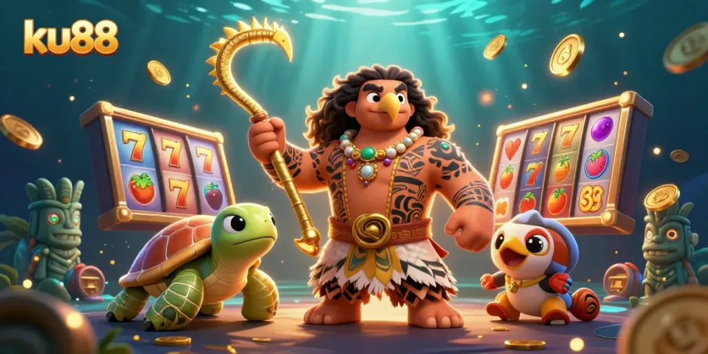 Engage with ku88's vibrant slots scene featuring a demigod hawk and golden jackpot elements.
