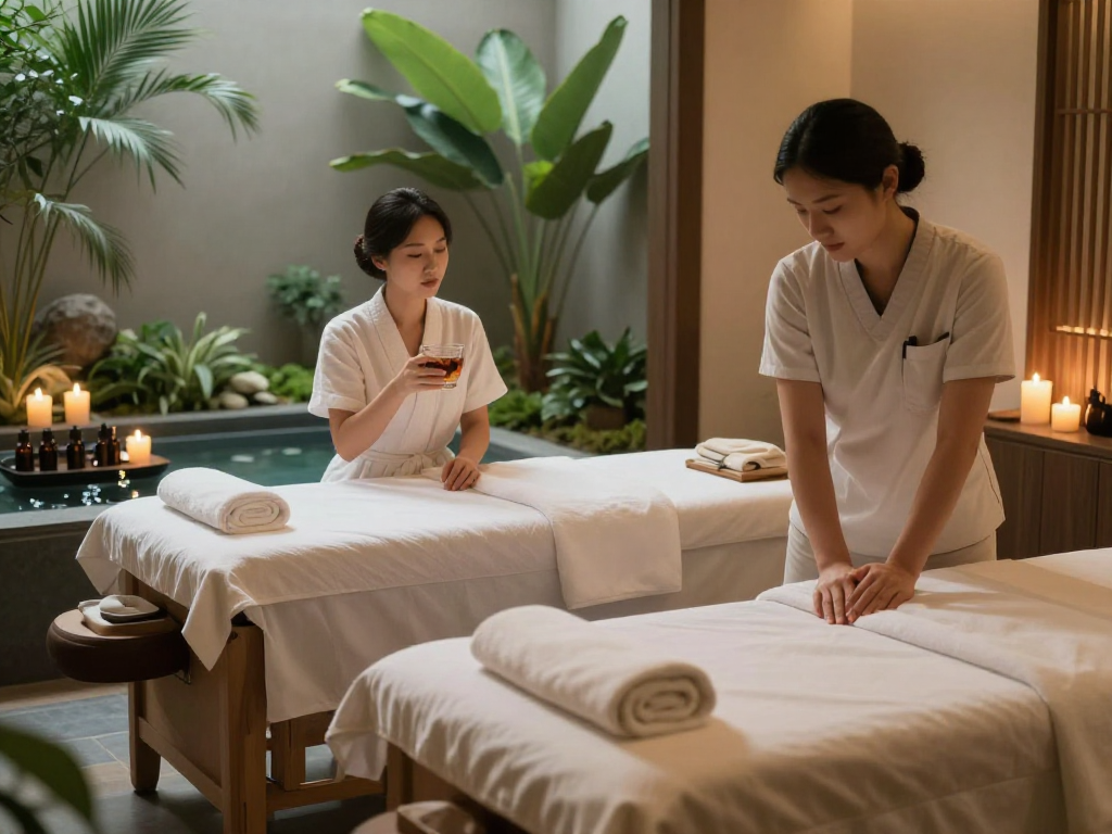 Relaxation at mantra88 spa, featuring a serene massage room setup with comfortable ambiance.