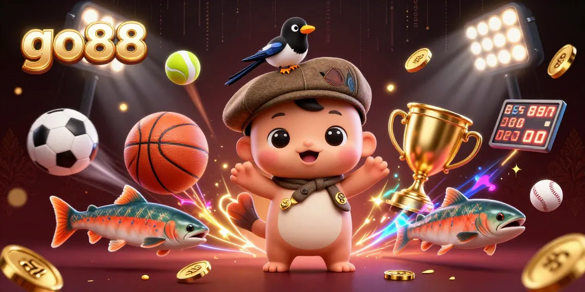Join go88 for thrilling sports betting adventures featuring adorable Nessie, magpie, and salmon!