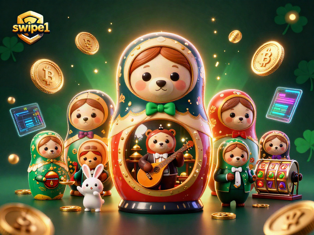 Get insights on swipe1 features with playful bears in a luxurious casino setting.